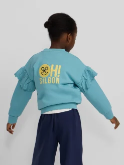 Sudadera girl detalles mangas celeste