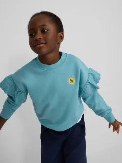 Sudadera girl detalles mangas celeste