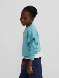 Sudadera girl detalles mangas celeste