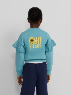 Sudadera girl detalles mangas celeste