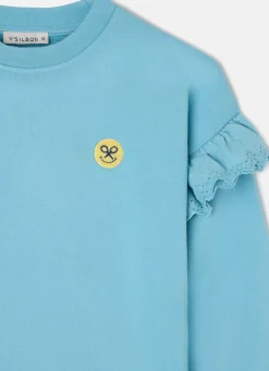 Sudadera girl detalles mangas celeste