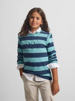 Sudadera girl hombreras rayas azules