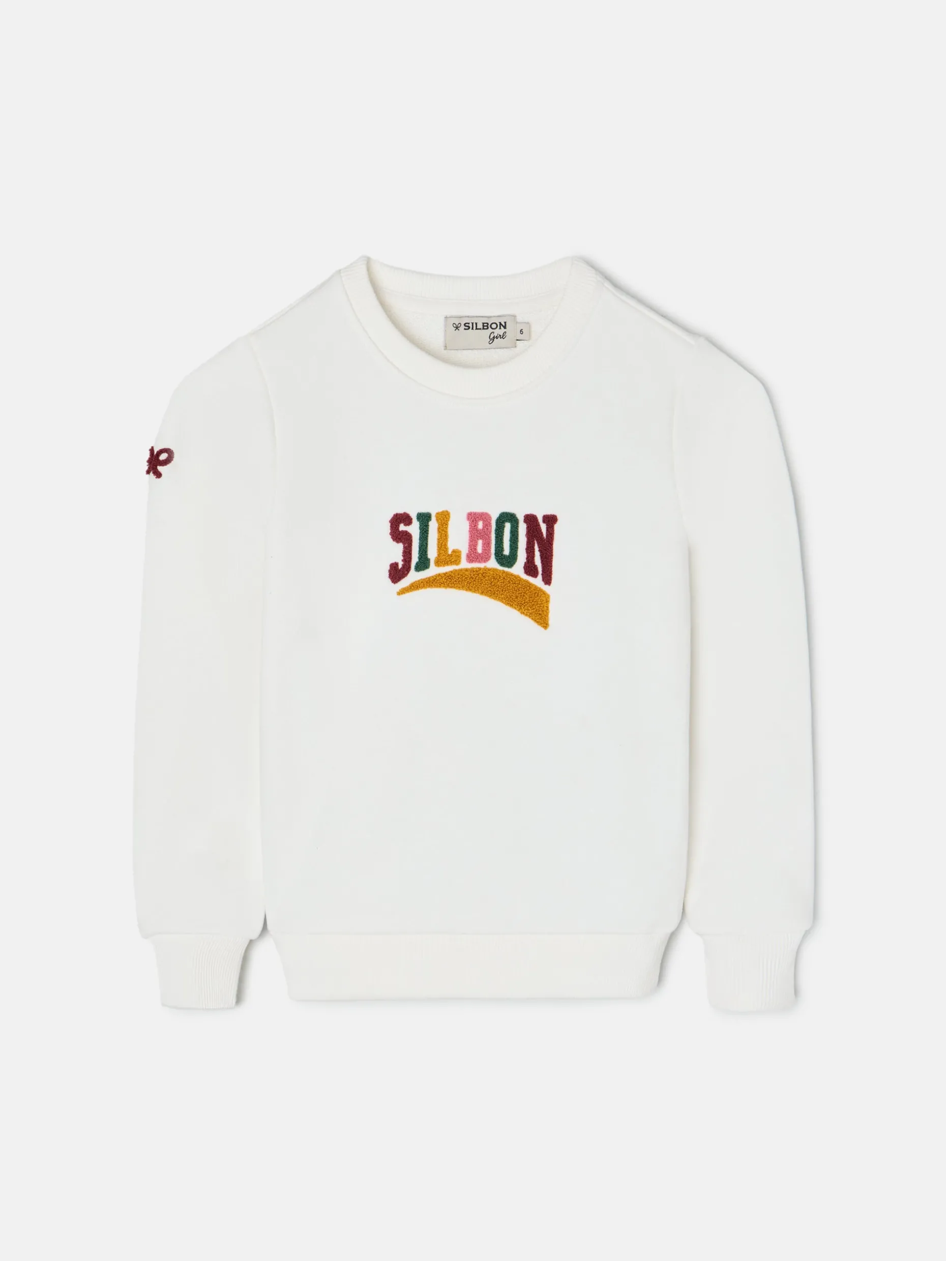 Sudadera girl letras silbon cruda
