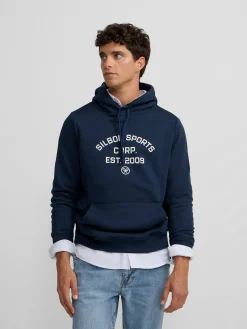 Sudadera hoodie Silbon sports azul marino