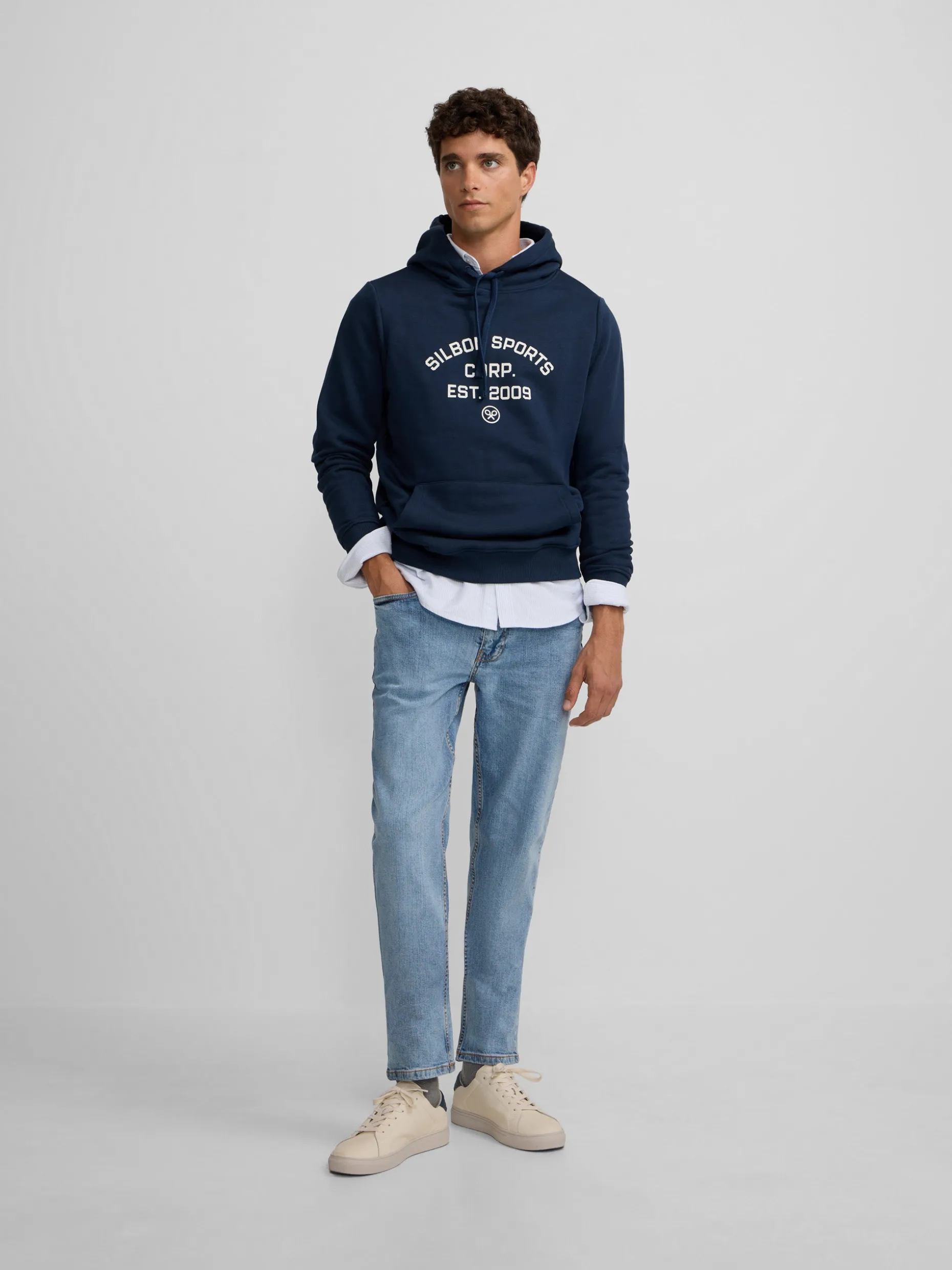 Sudadera hoodie Silbon sports azul marino