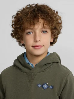 Sudadera kids hoodie cordon etnico verde