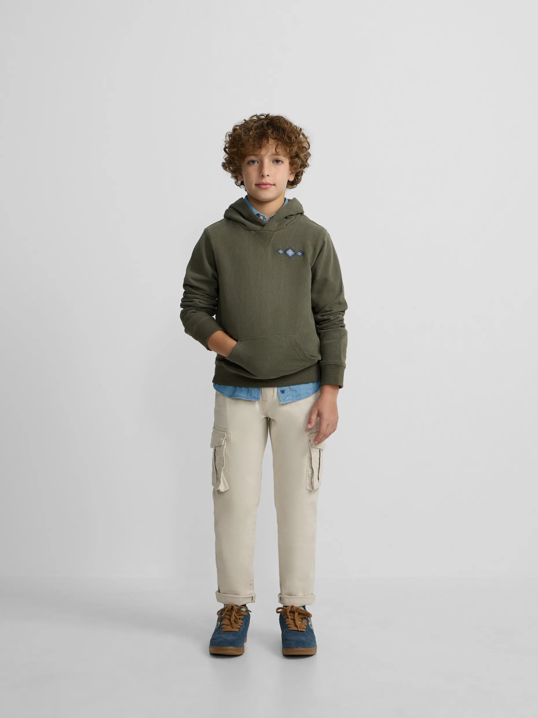 Sudadera kids hoodie cordon etnico verde