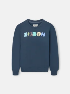 Sudadera kids letras silbon azul marino