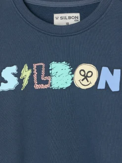 Sudadera kids letras silbon azul marino