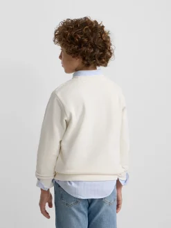 Sudadera kids letras silbon crema