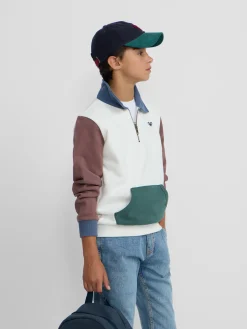 Sudadera kids media cremallera multicolor blanco