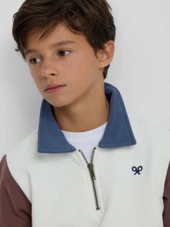 Sudadera kids media cremallera multicolor blanco