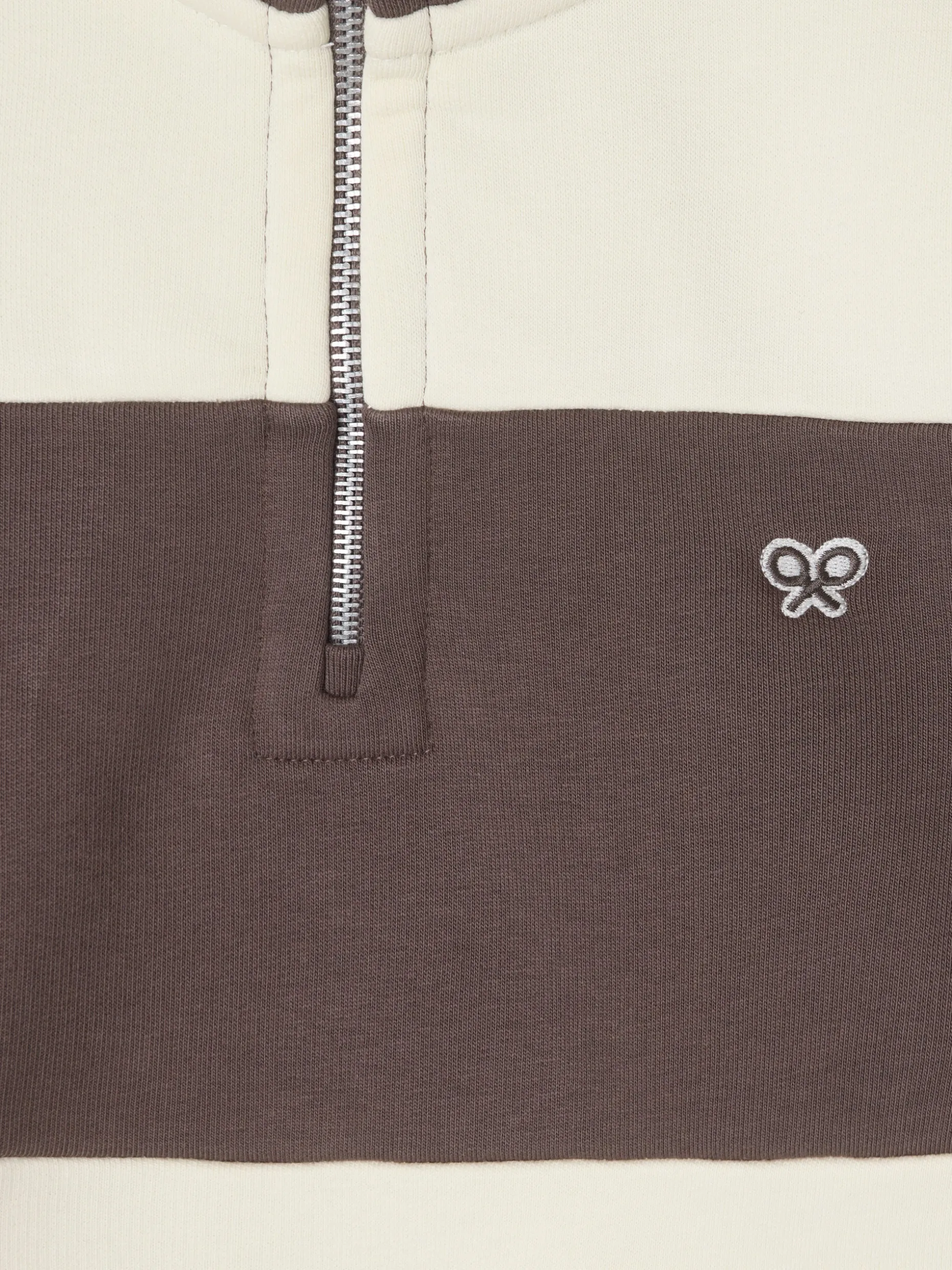 Sudadera media cremallera raya ancha marron