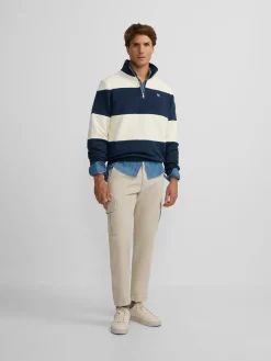 Sudadera media cremallera raya ancha marino