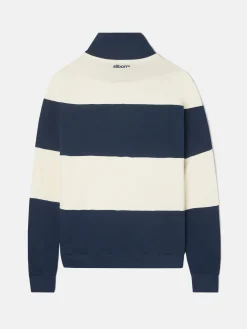 Sudadera media cremallera raya ancha marino