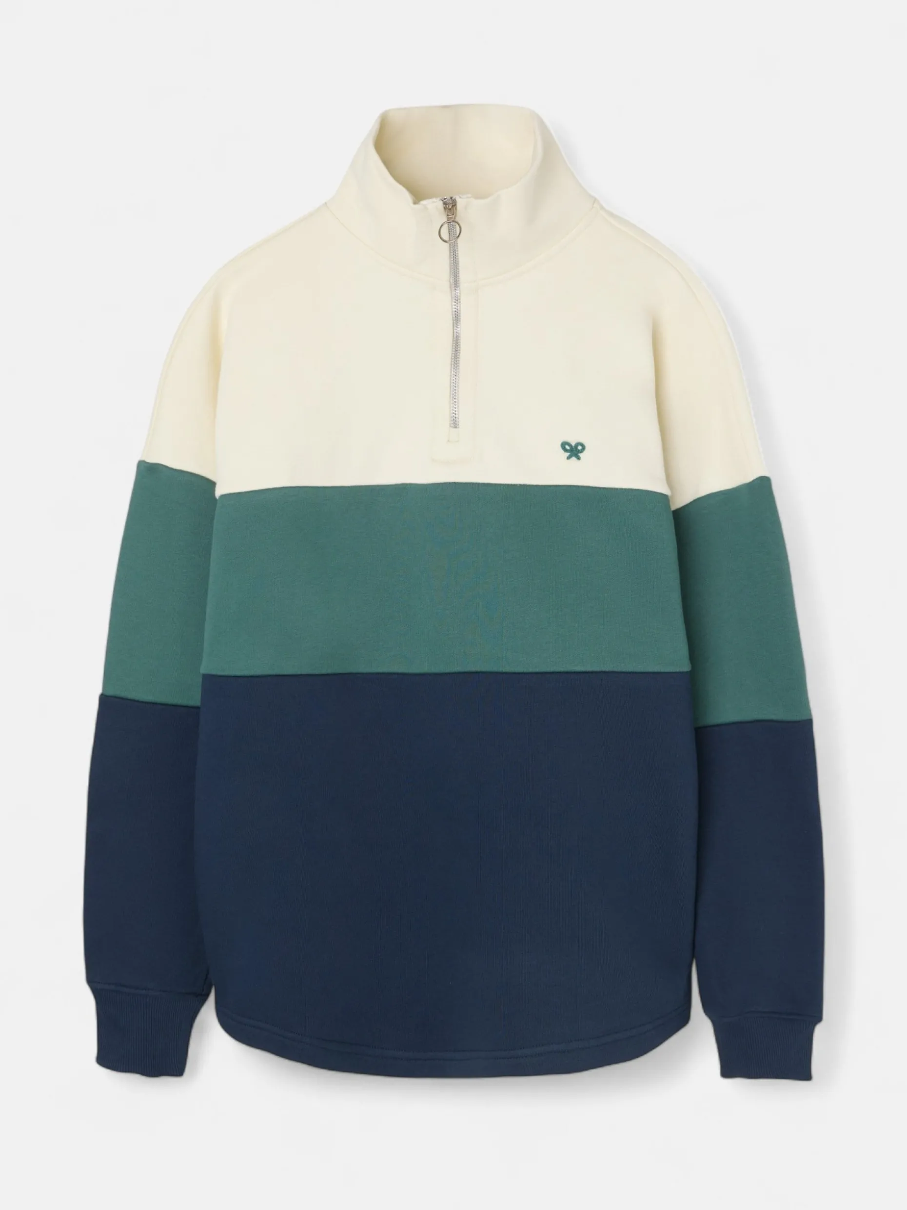 Sudadera relaxed fit media cremallera bloques azul verde