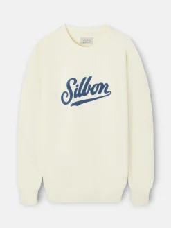 Sudadera relaxed fit retro crema