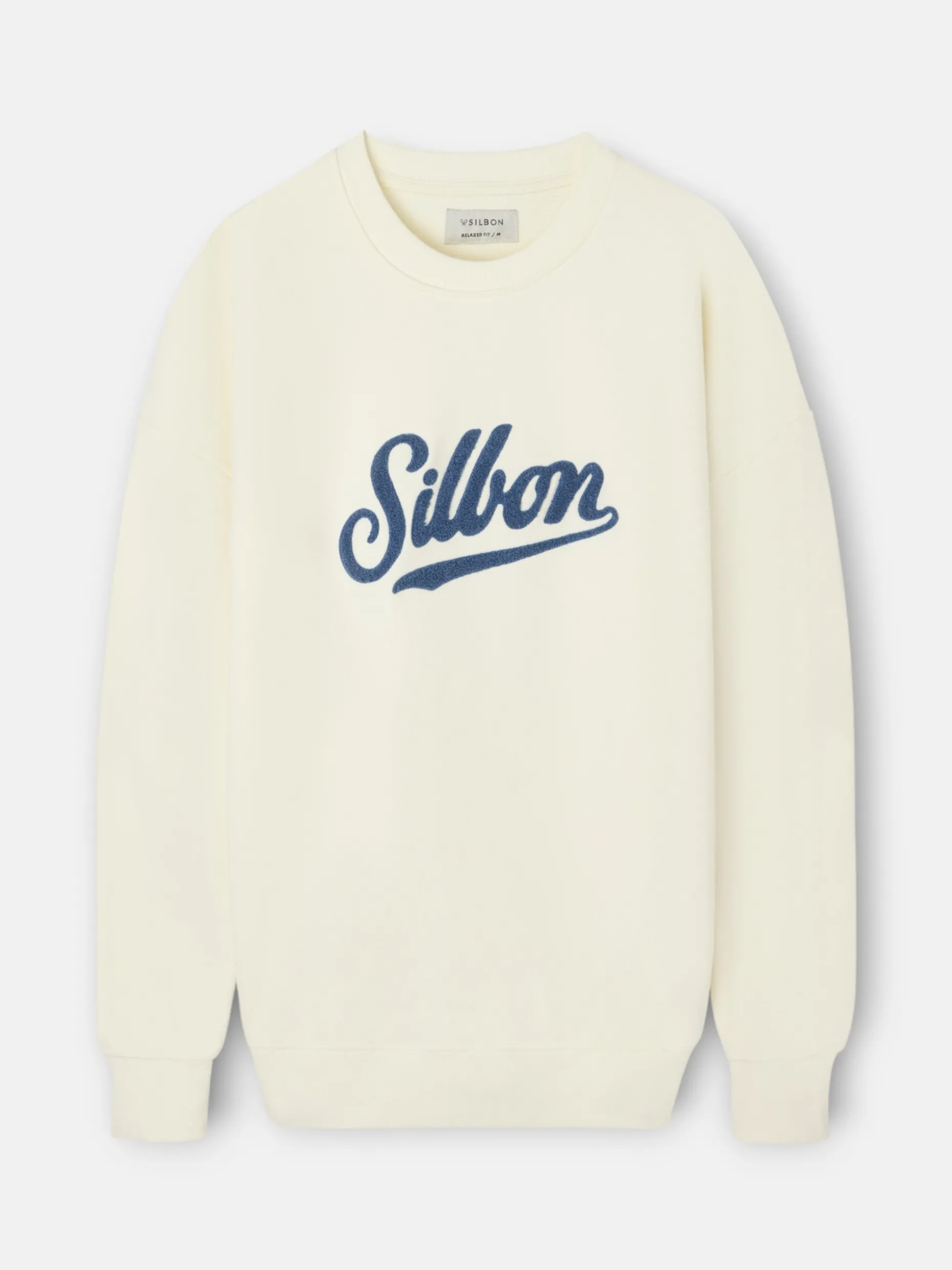 Sudadera relaxed fit retro crema