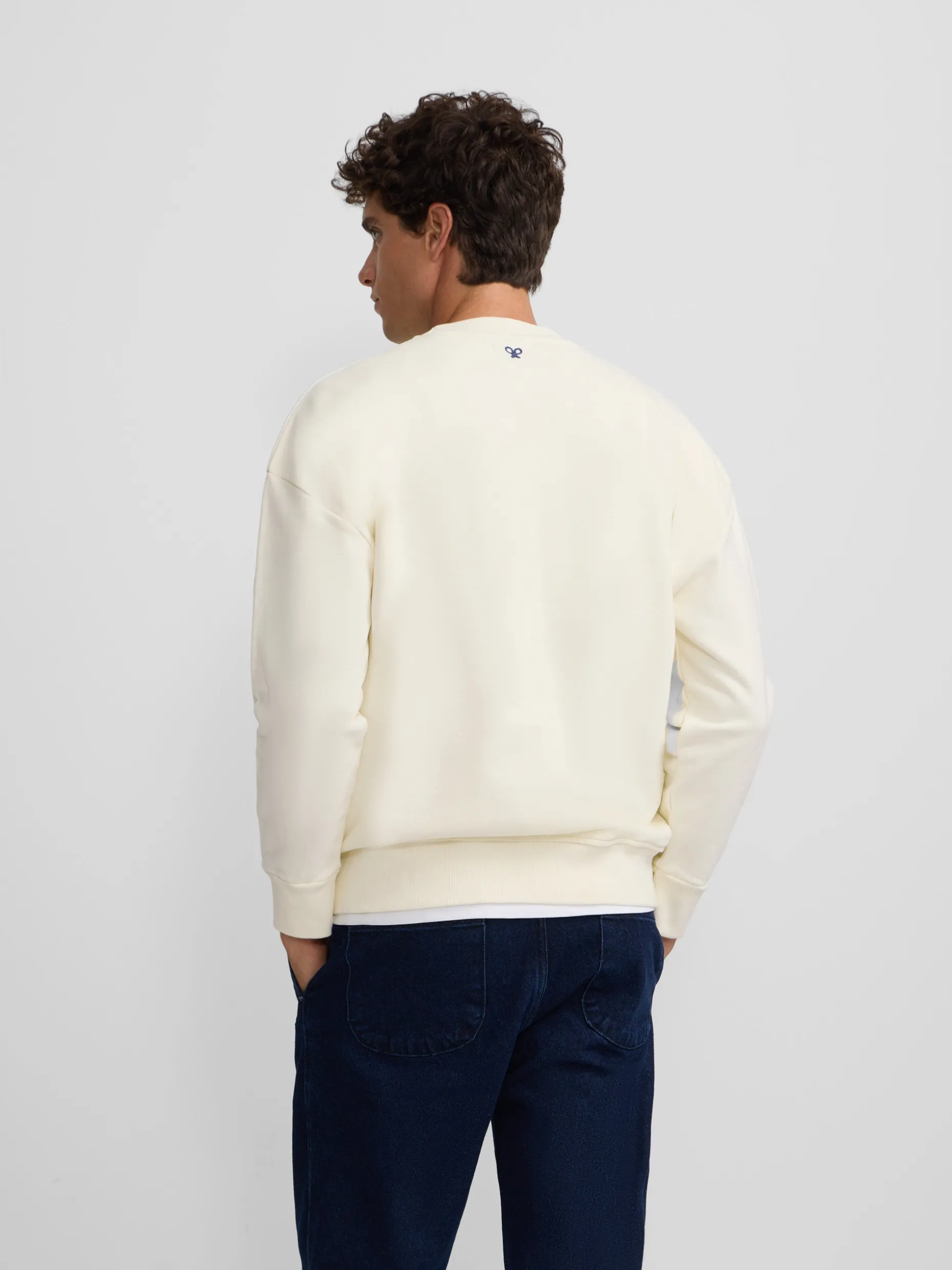Sudadera relaxed fit retro crema