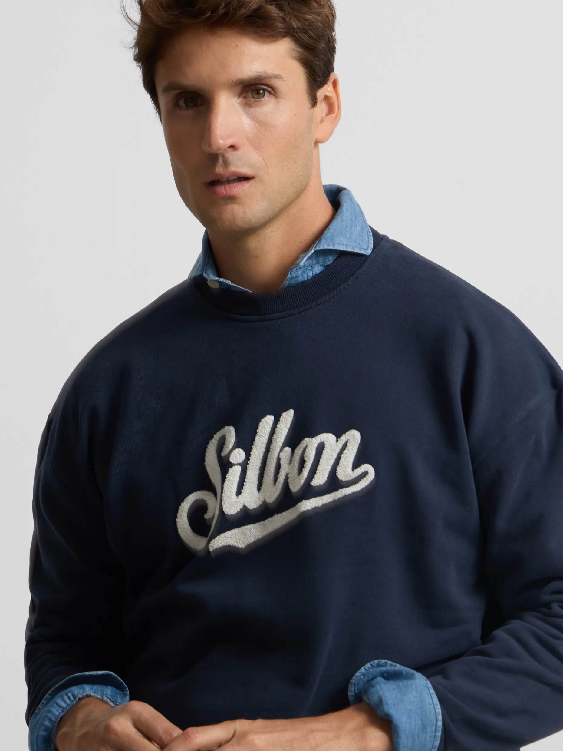 Sudadera relaxed fit retro azul marino