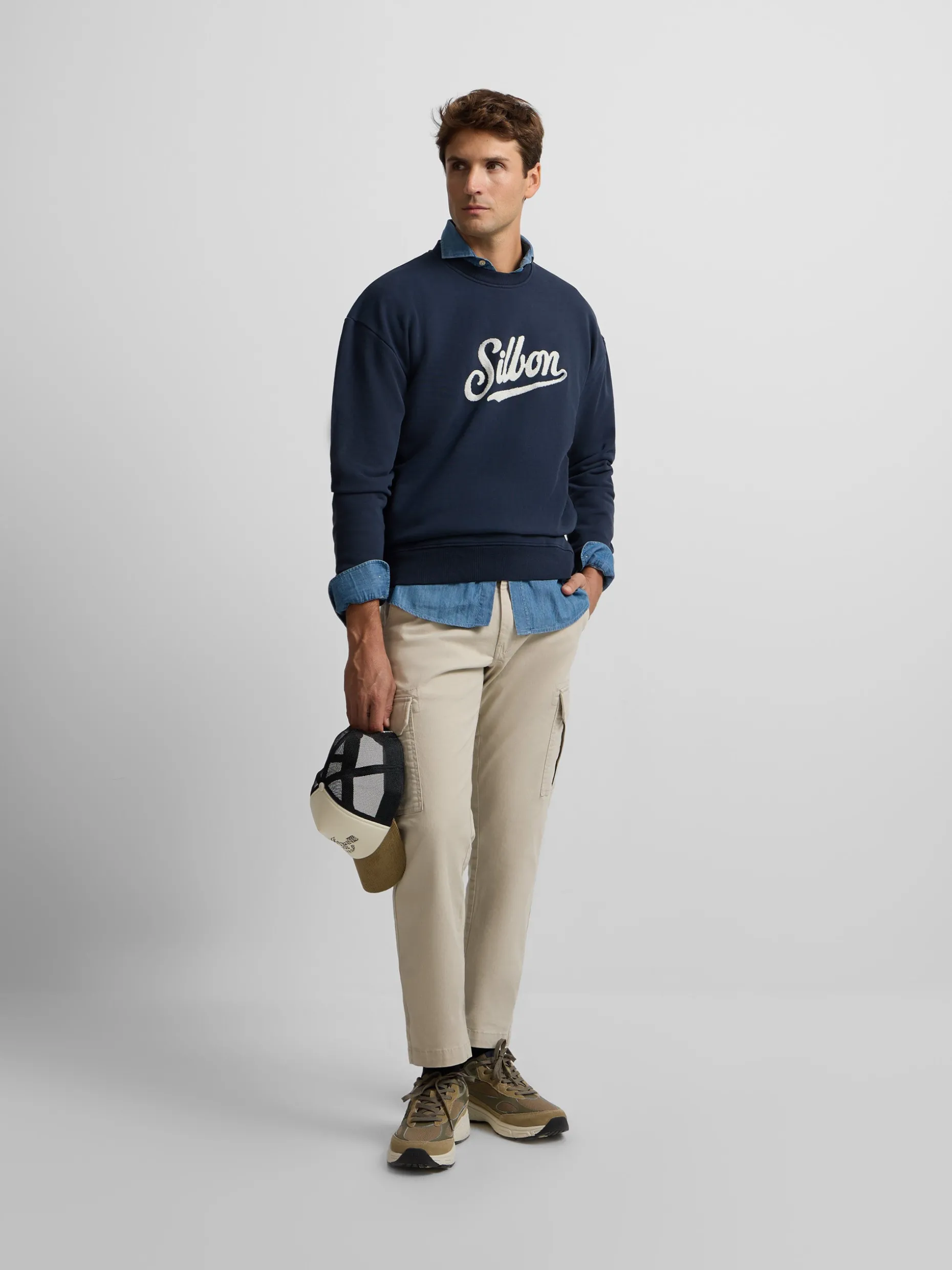 Sudadera relaxed fit retro azul marino