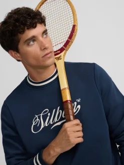 Sudadera retro lettering marino