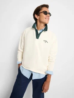 Sudadera Silbon cuello polo contraste crema