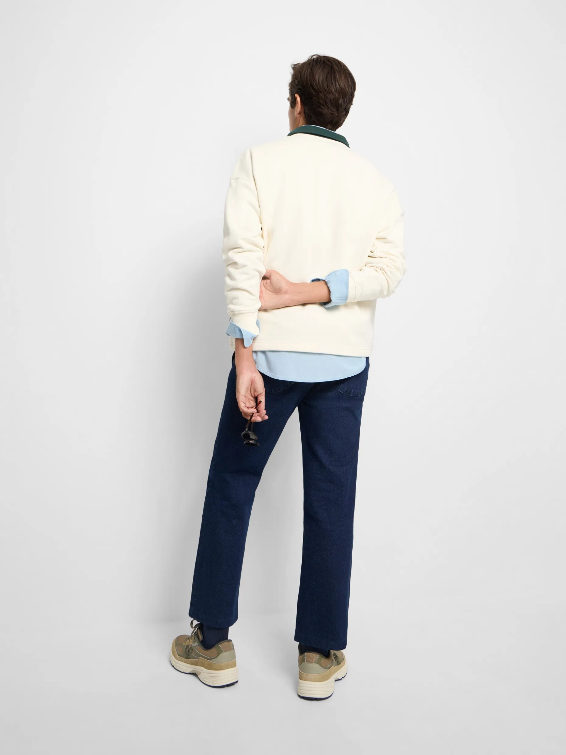 Sudadera Silbon cuello polo contraste crema
