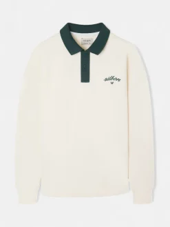 Sudadera Silbon cuello polo contraste crema