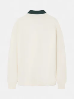 Sudadera Silbon cuello polo contraste crema