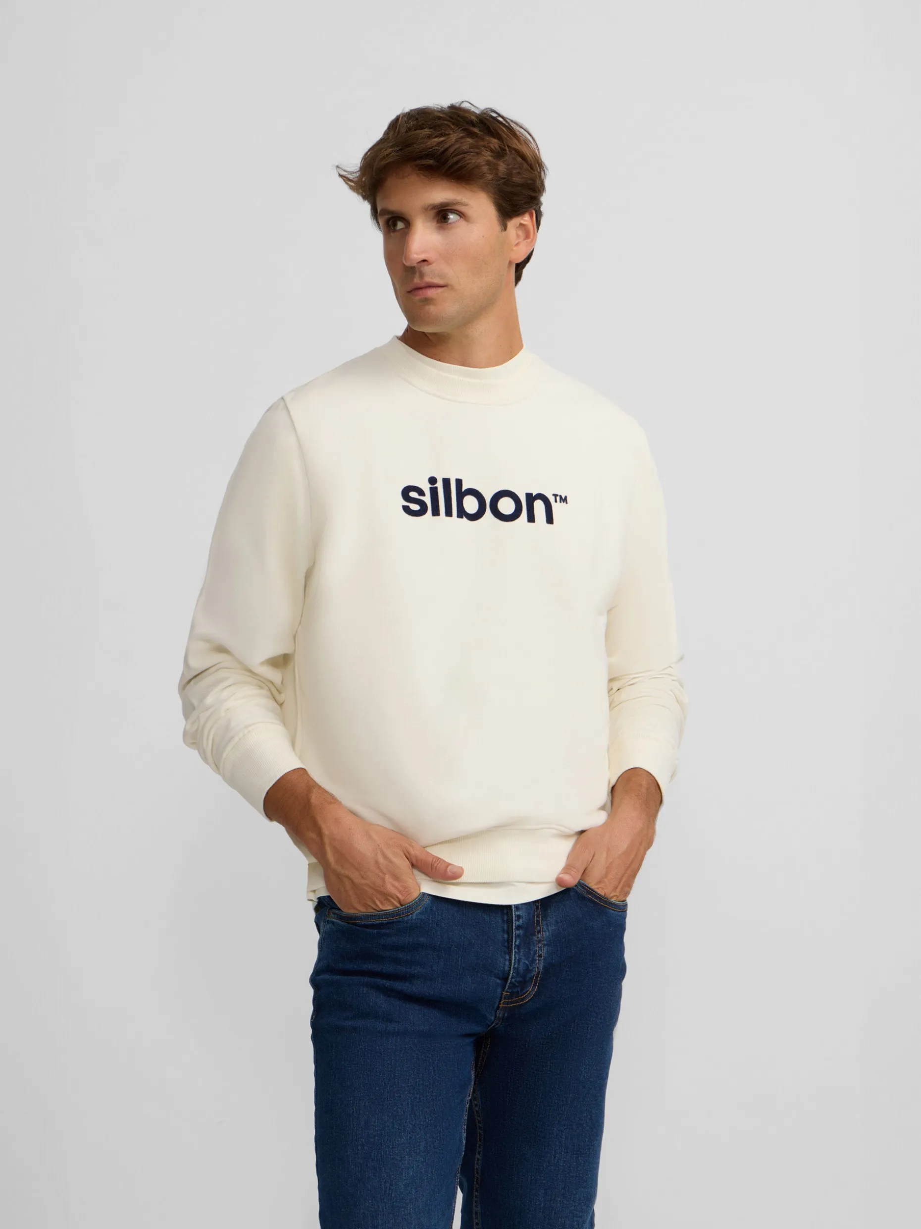 Sudadera silbon flock crema