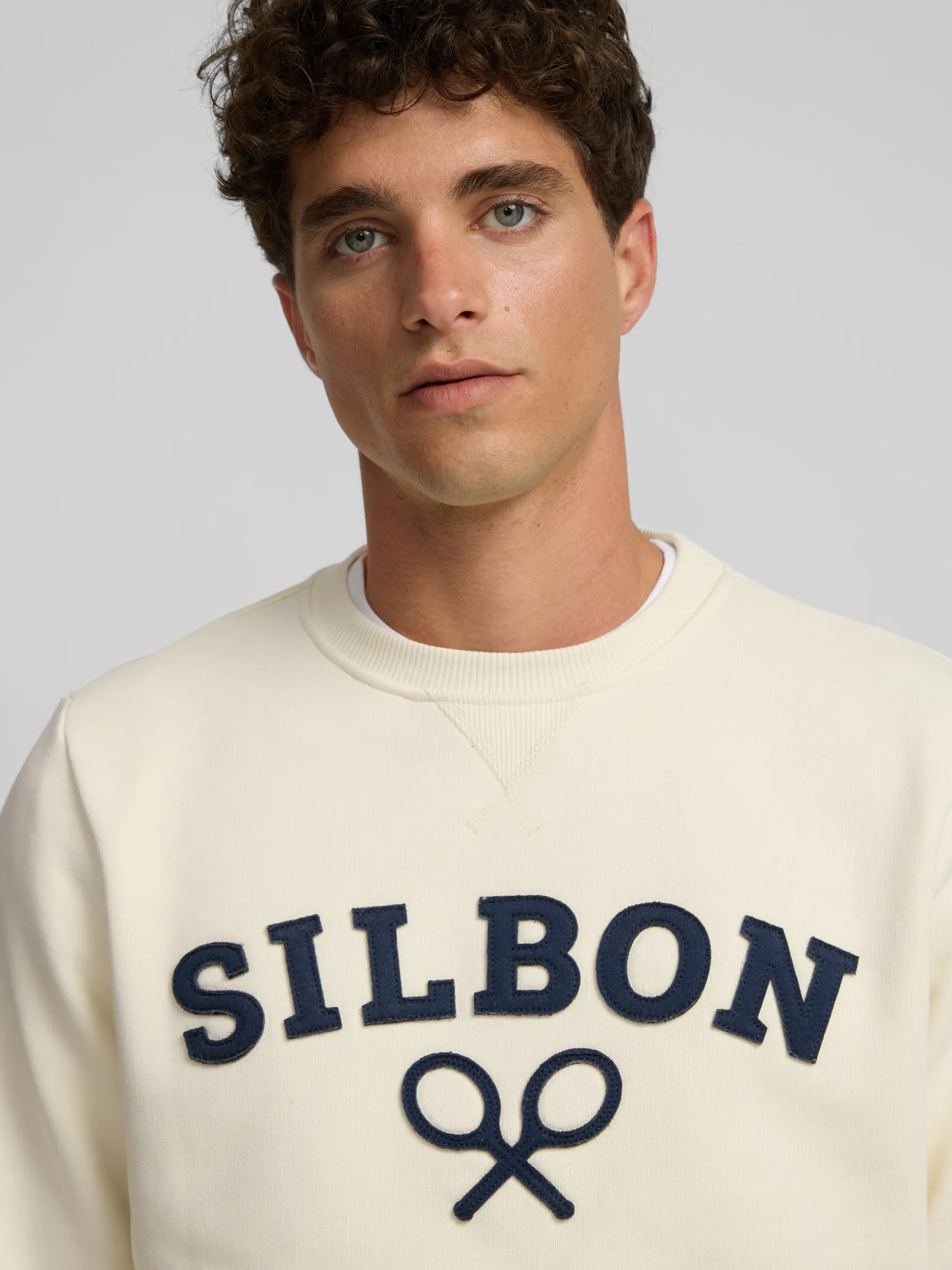 Sudadera silbon raqueta media crema