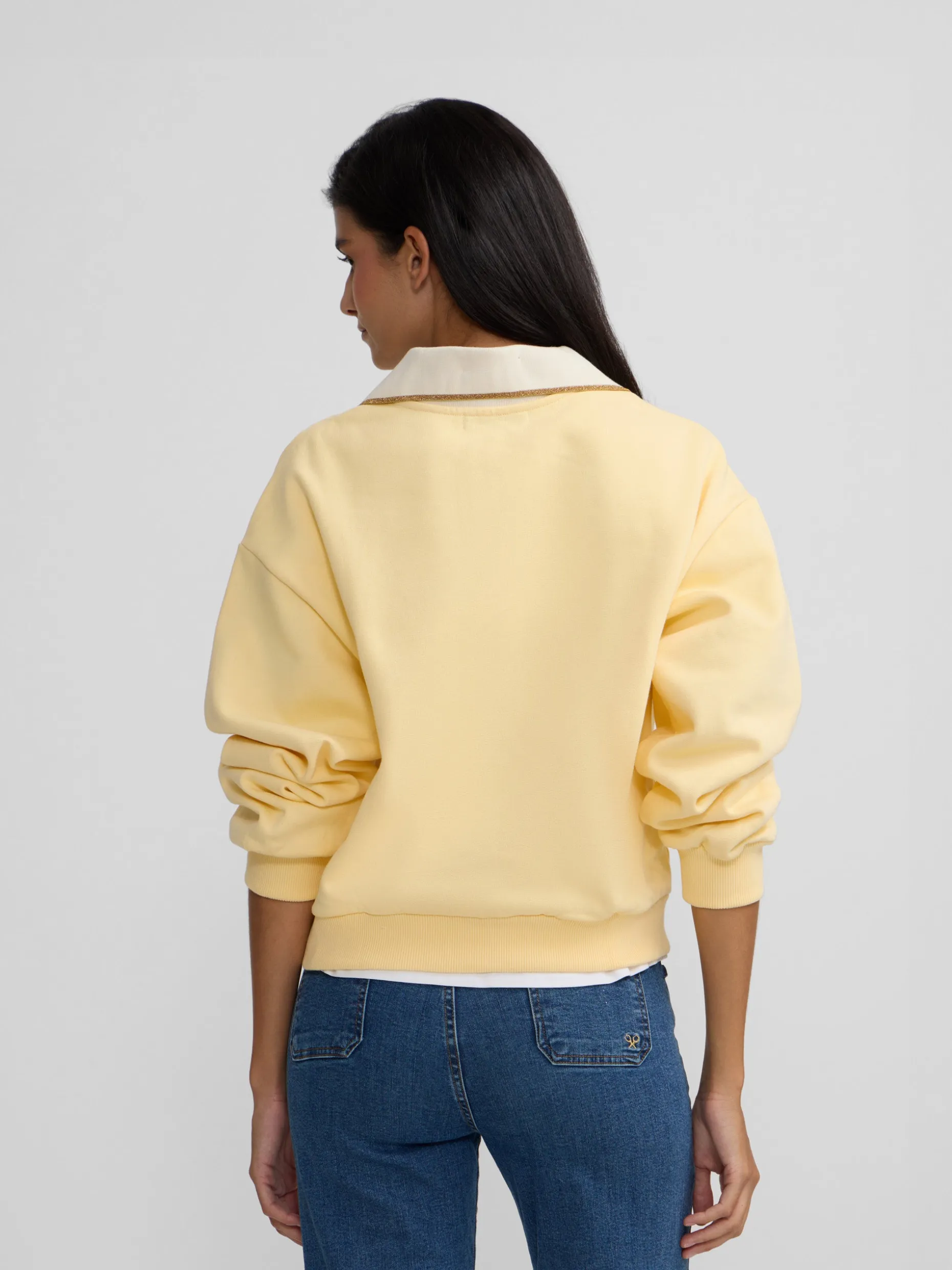 Sudadera woman cuello polo amarilla