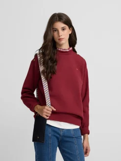 Sudadera woman cuello volante burdeos