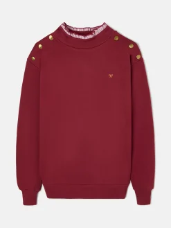 Sudadera woman cuello volante burdeos