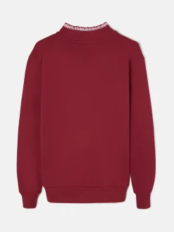 Sudadera woman cuello volante burdeos