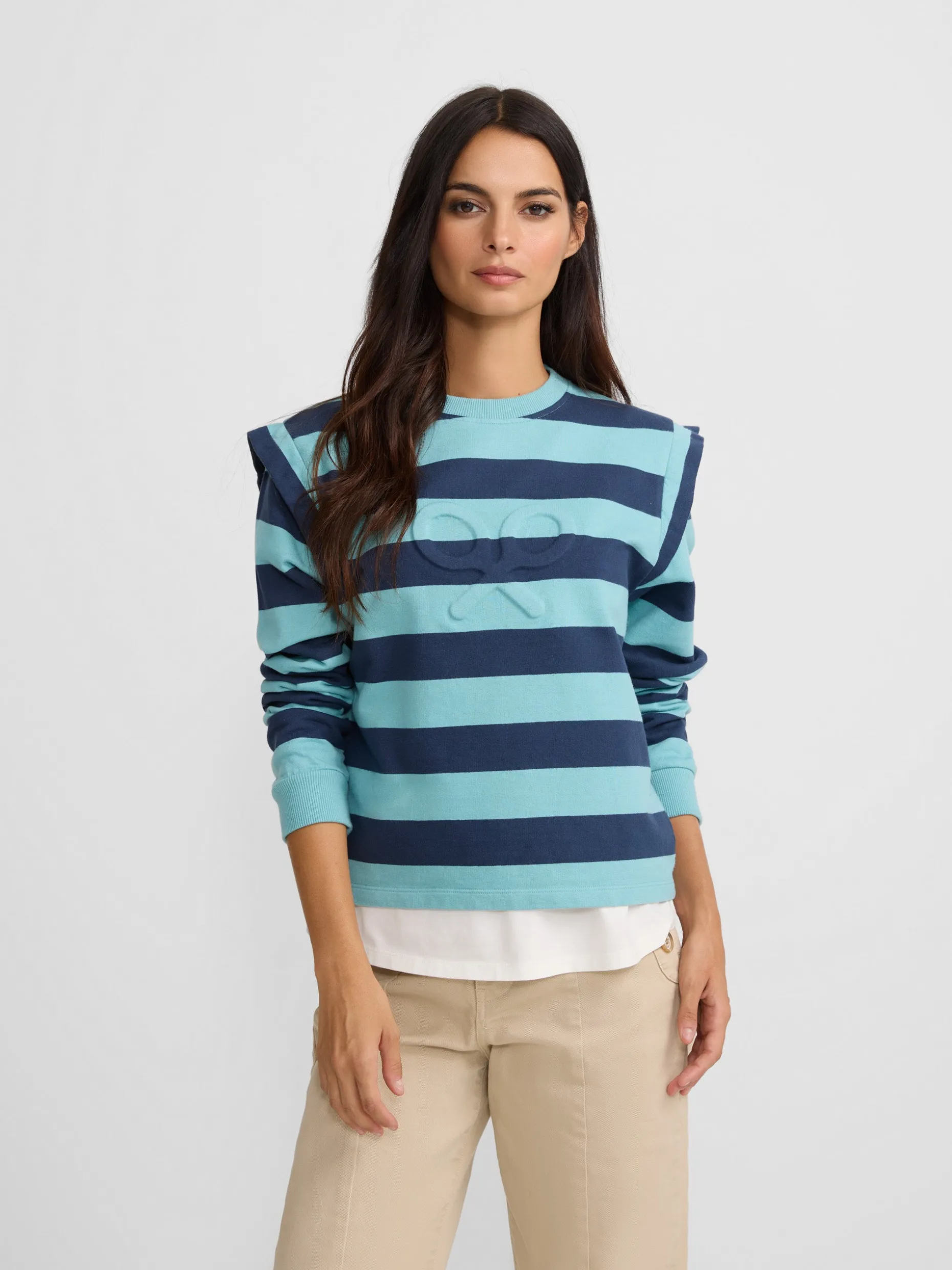 Sudadera woman hombreras rayas azules