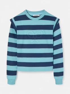 Sudadera woman hombreras rayas azules