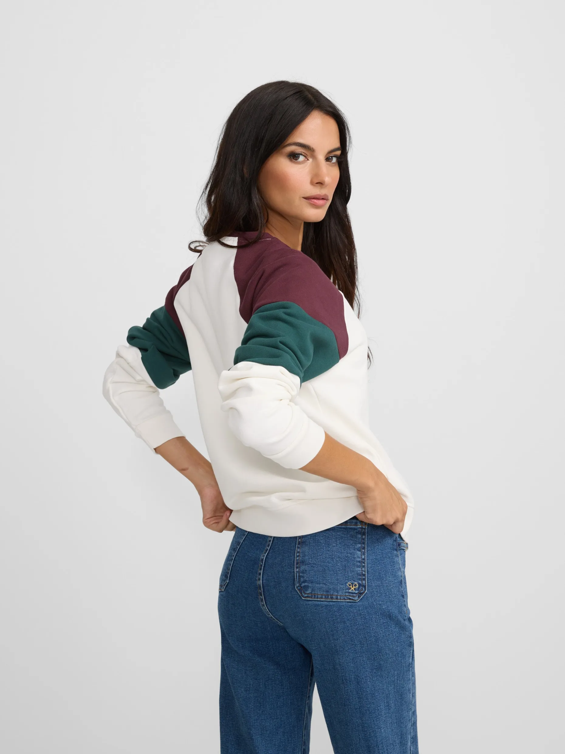 Sudadera woman letras colores burdeos