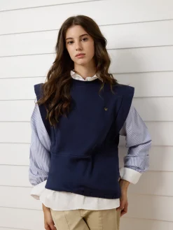 Sudadera woman mangas tejidas azul marino