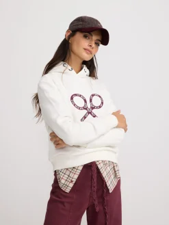 Sudadera woman raqueta estampado cruda