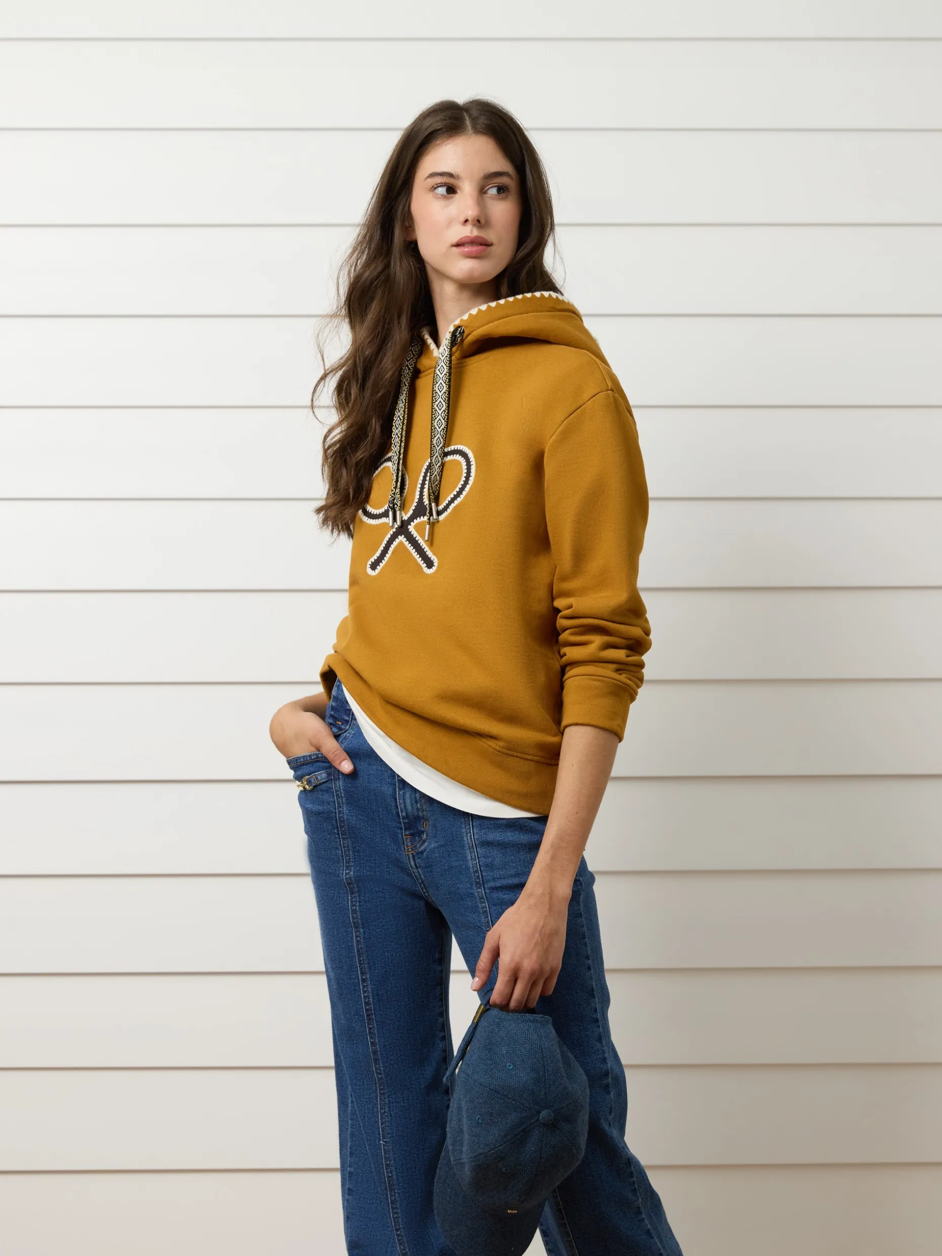 Sudadera woman raqueta pespuntes camel