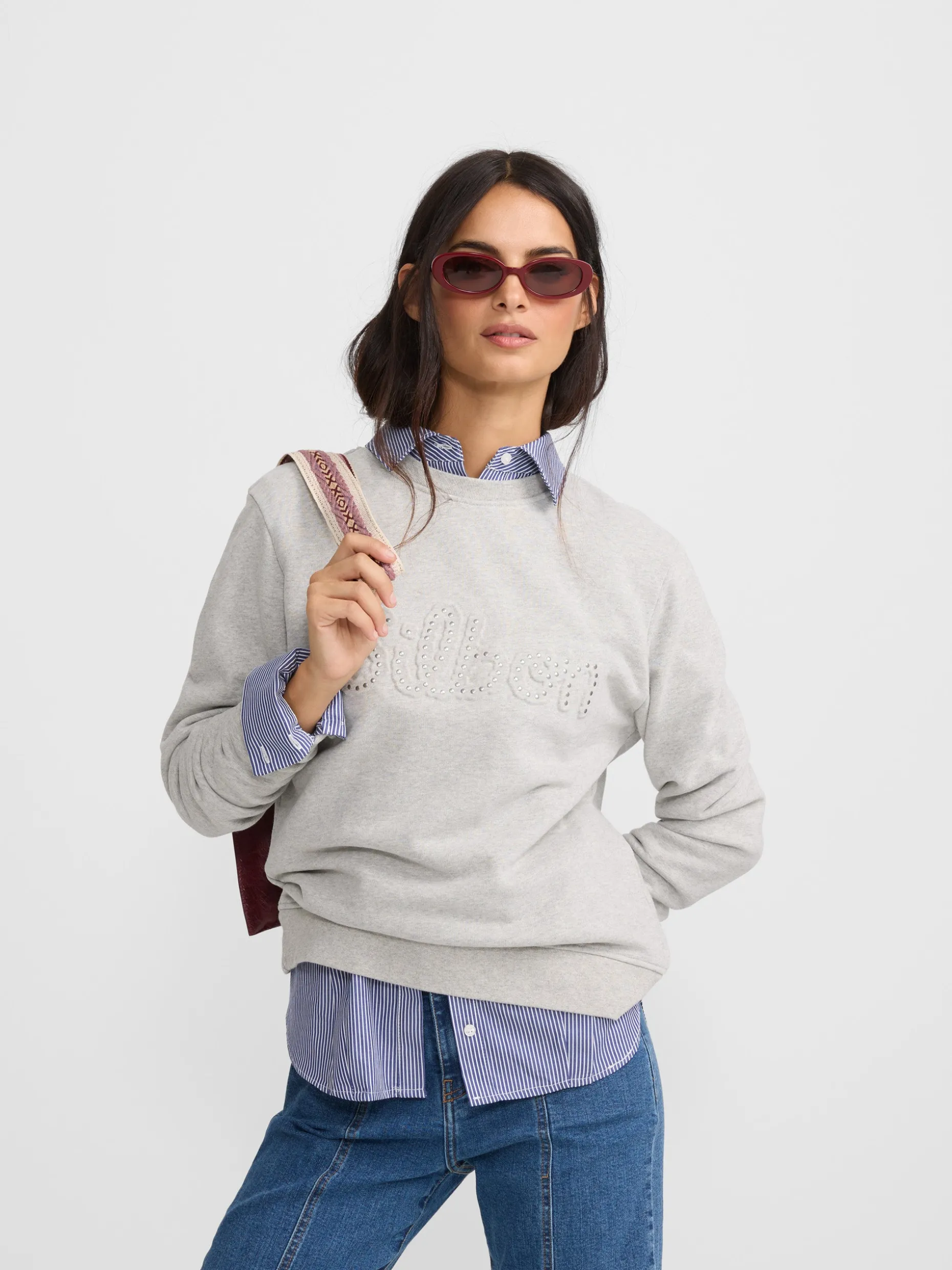 Sudadera woman silbon tachas gris