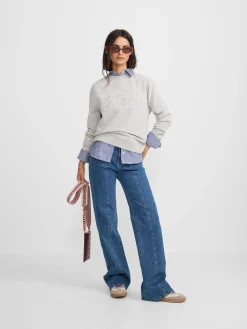 Sudadera woman silbon tachas gris