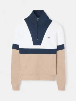 Sudadera woman tricolor azul marino y beige