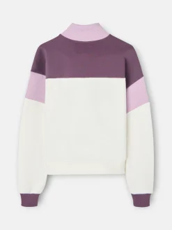 Sudadera woman tricolor cuello botones morados