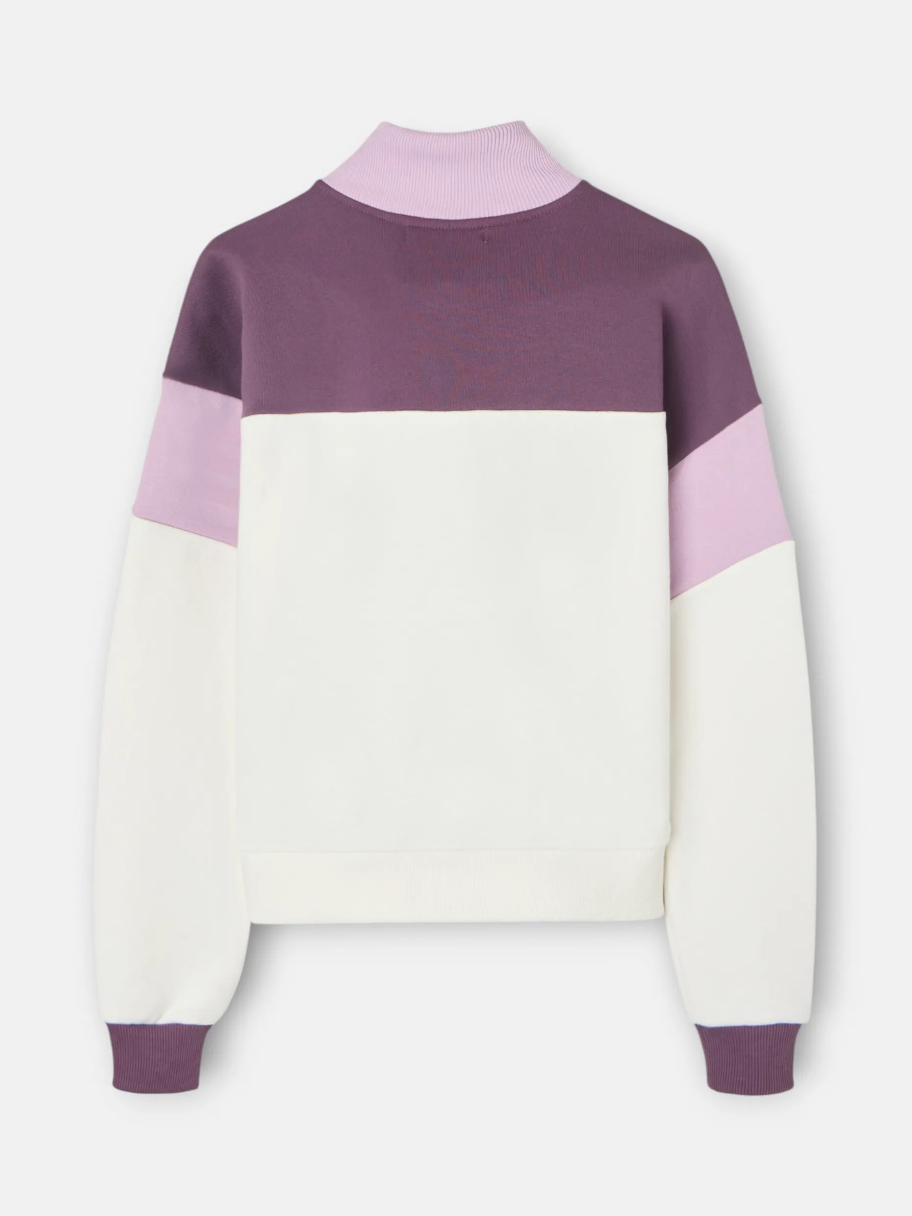 Sudadera woman tricolor cuello botones morados