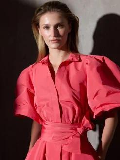 Vestido CaprileXSilbon camisero tafeta rojo