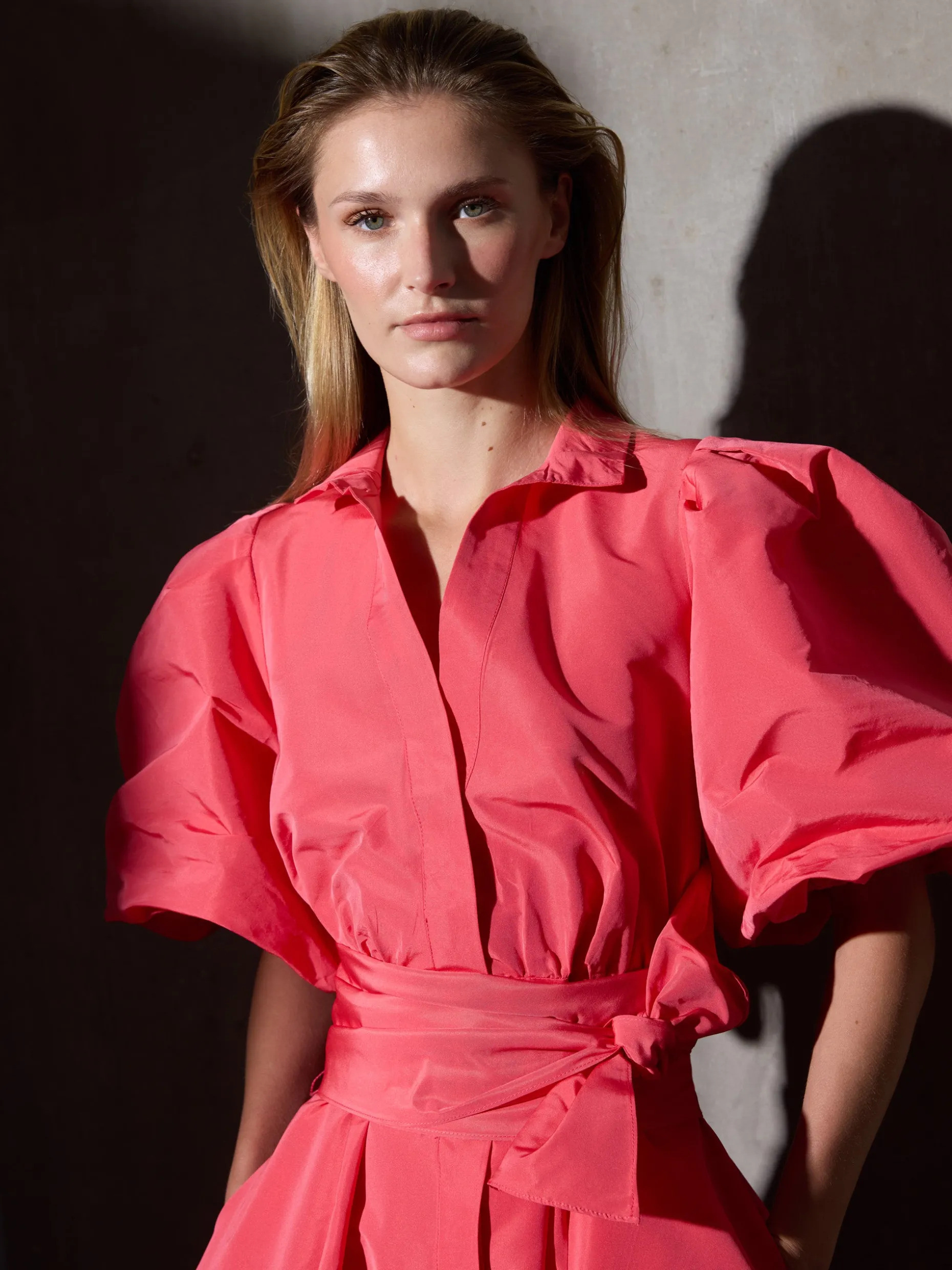 Vestido CaprileXSilbon camisero tafeta rojo