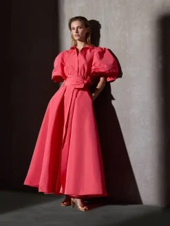Vestido CaprileXSilbon camisero tafeta rojo